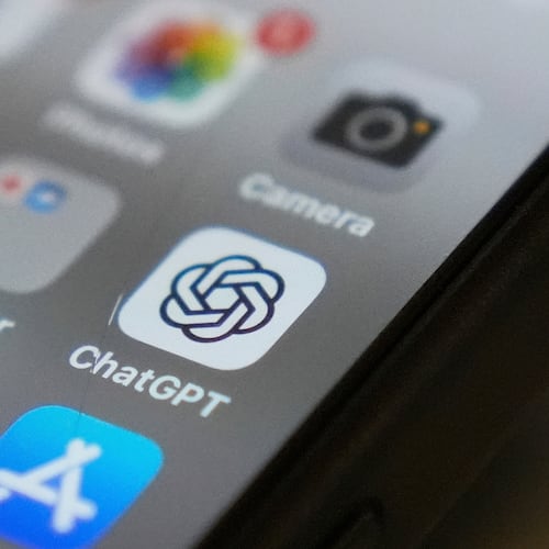 FILE - Chat GPT app icon is seen on a smartphone screen, Aug. 4, 2025, in Chicago. (AP Photo/Kiichiro Sato, File)