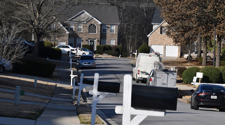 Street view of Winslow at Eagles Landing neighborhood, where large number of homes are owned by investors, Thursday, Jan. 26, 2023, in McDonough. Two companies — Invitation Homes and Progress Residential — each own more than 10,000 homes in the metro Atlanta area as of, or near the end of, the 2nd quarter 2022. In fact, there are 11 companies with ties to private equity that own more than 1,000 homes, according to an AJC analysis. (Hyosub Shin / Hyosub.Shin@ajc.com)