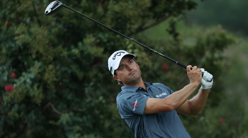 CHARLOTTE, NC - AUGUST 12: Kevin Kisner of the United States plays his shot from the second tee during the third round of the 2017 PGA Championship at Quail Hollow Club on August 12, 2017 in Charlotte, North Carolina. (Photo by Sam Greenwood/Getty Images)