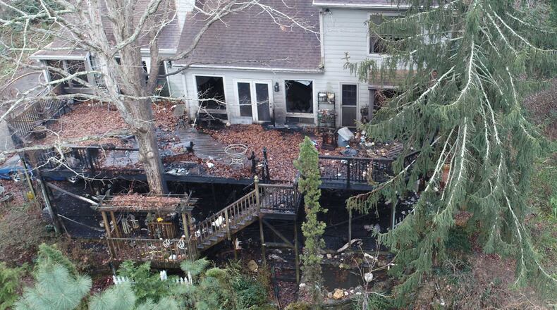 This is what the house at 4949 Laurel Spring Drive NE looked like after a fire killed a person inside Dec. 22, 2017.