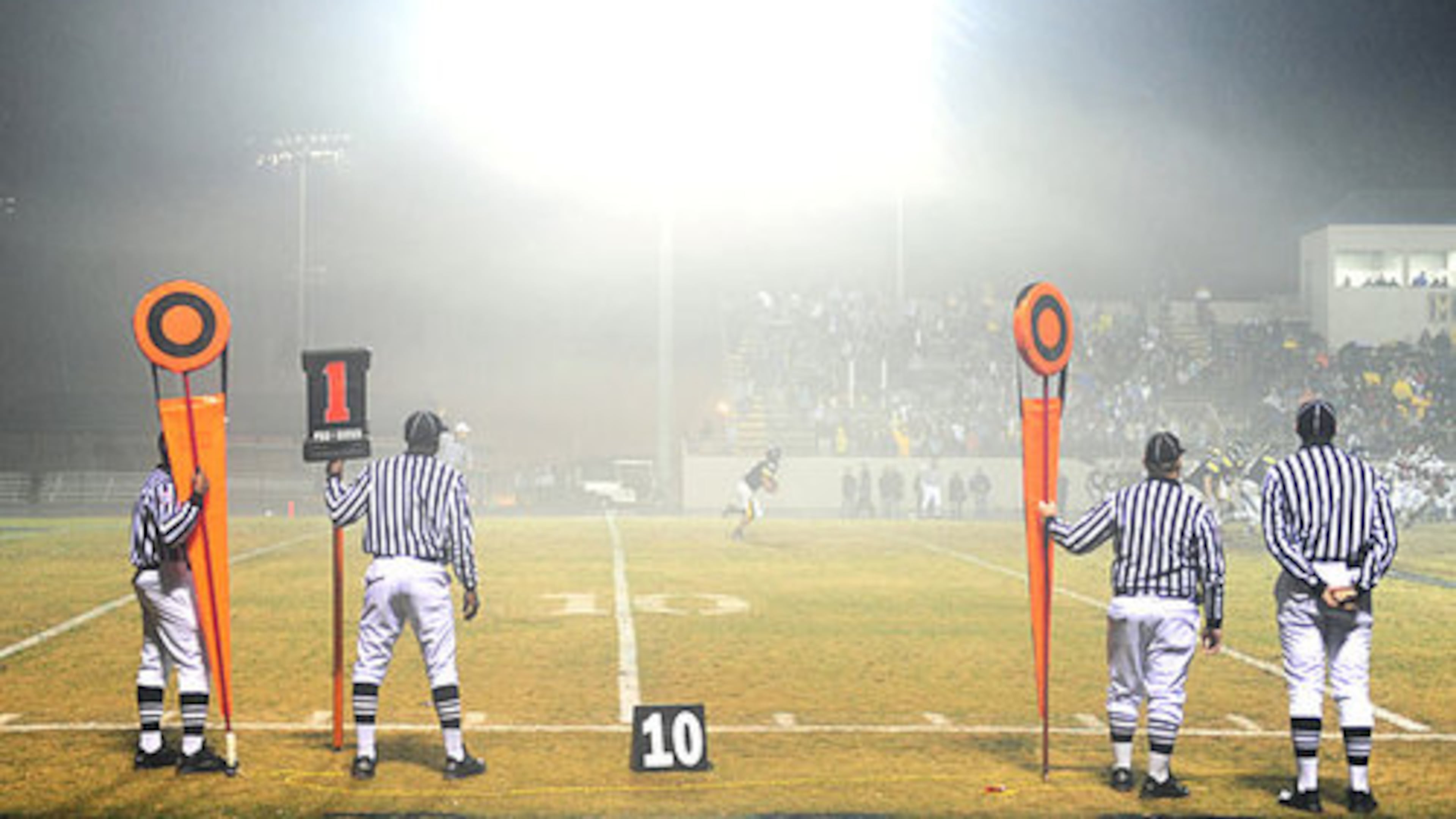 When you combine the Georgia-Florida football game with Halloween, you get a shortage of referees for Friday night high school football games. (File/AJC 2020)