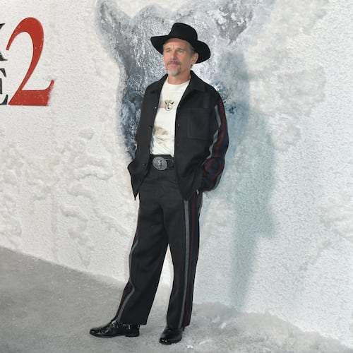 Ethan Hawke arrives at a special screening of "Black Phone 2" on Wednesday, Oct. 8, 2025, at TCL Chinese Theatre in Los Angeles. (Photo by Richard Shotwell/Invision/AP)