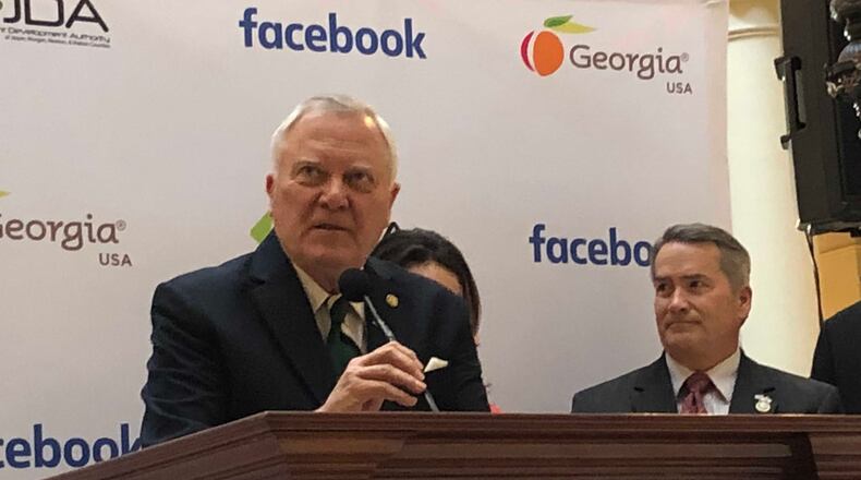 Gov. Nathan Deal and Facebook announced a nearly 1 million-square-foot data center near Social Circle. J. Scott Trubey/strubey@ajc.com