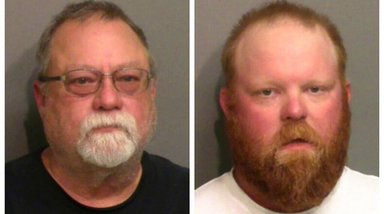 Gregory McMichael, left, and his son Travis McMichael. The two have been charged with murder in the February shooting death of Ahmaud Arbery, whom they had pursued in a truck after spotting him running in their neighborhood. (Glynn County Detention Center via AP)