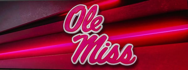A video screen displays the Ole Miss team logo before a Gator Bowl NCAA college football game between Mississippi and Duke in Jacksonville, Fla., Jan. 2, 2025. (AP Photo/Gary McCullough)