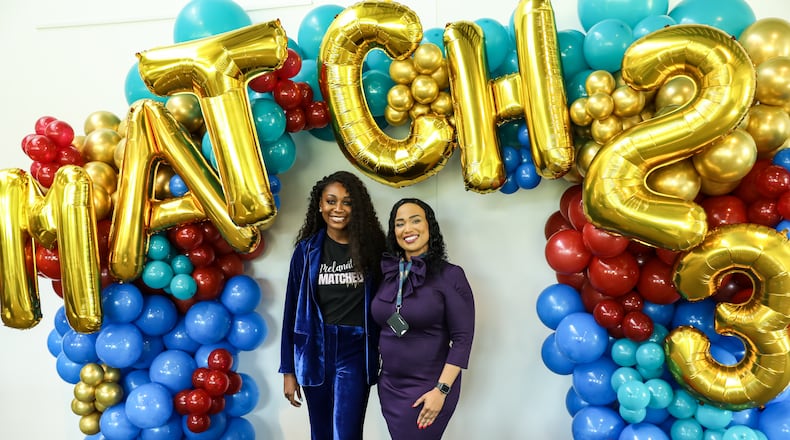 Xavia Taylor (left), DO ’23, celebrated Philadelphia College of Osteopathic Medicine South Georgia’s first Match Day with Dr. Stacie Fairley, director of interprofessional education at PCOM South Georgia and associate professor of microbiology and immunology. During the event, Taylor learned she was matched with an internal medicine residency program at Archbold Medical Center in Thomasville. (Photo provided by Philadelphia College of Osteopathic Medicine)