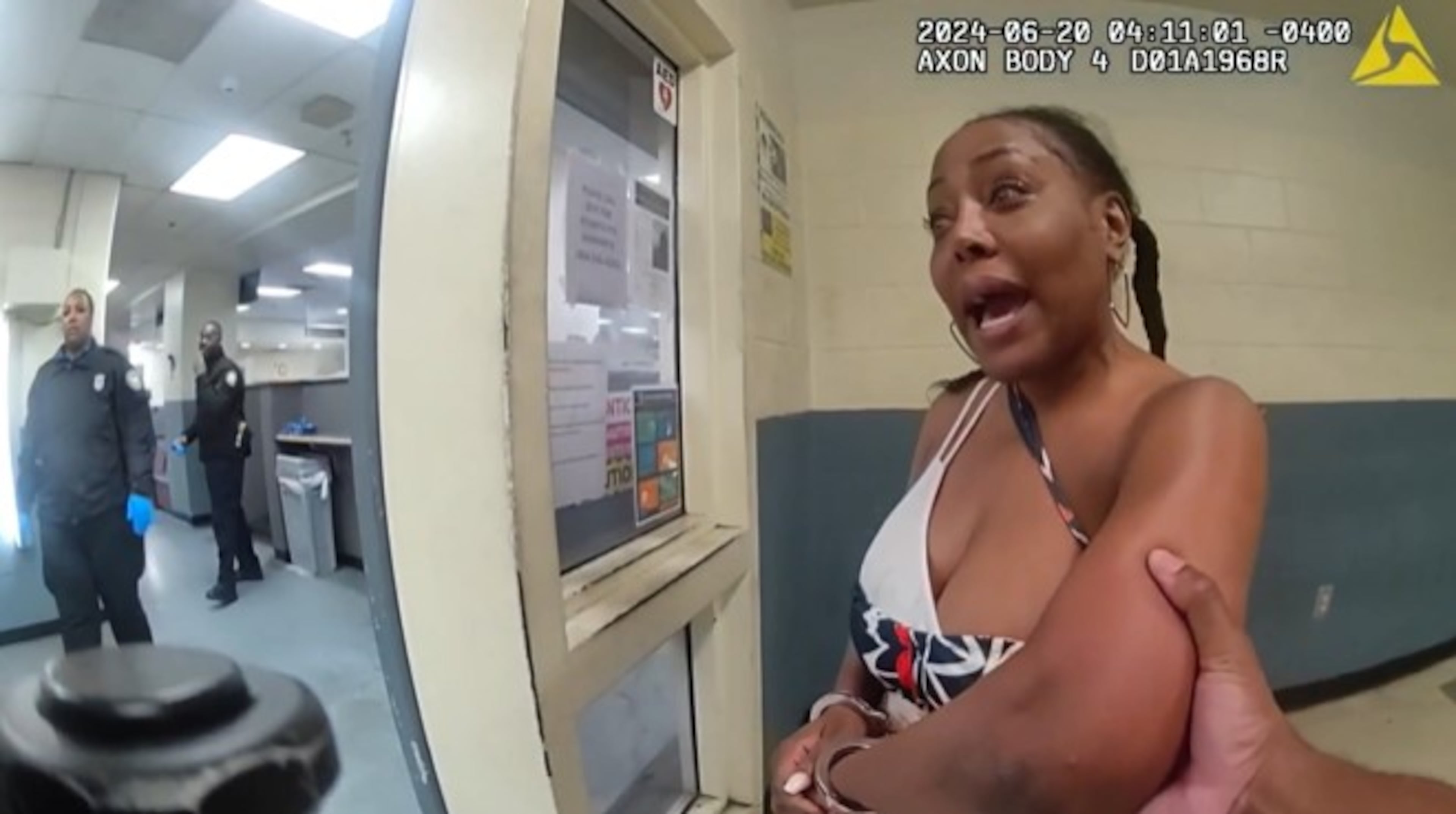 Atlanta police body camera footage shows Christina Peterson, a former judge, as she is apprehended following an altercation at a Buckhead nightclub. She claims her arrest was “a setup.” (Atlanta Police Department)
