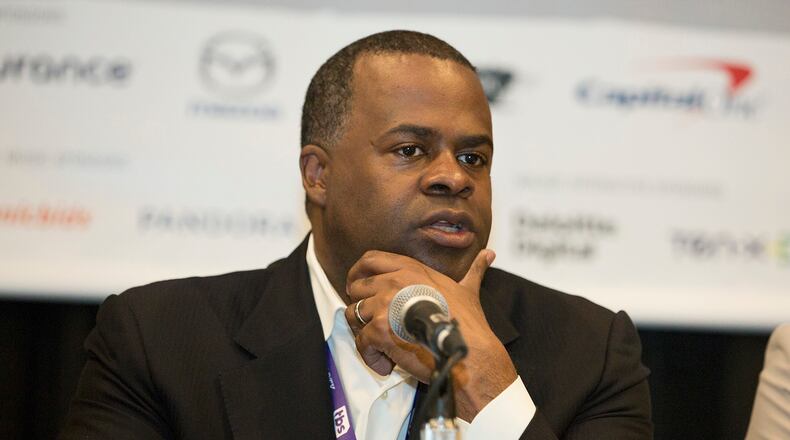 Atlanta mayor Kasim Reed reacts to the discussion of urban transportation issues during the “Metro Mobility Revolution” panel at SXSW Interactive in Austin on March 14, 2016. (John Clark for Journal Constitution)