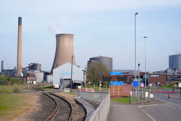 A general view of British Steel in Scunthorpe, Lincolnshire, Saturday April 12, 2025. (Peter Byrne/PA via AP)