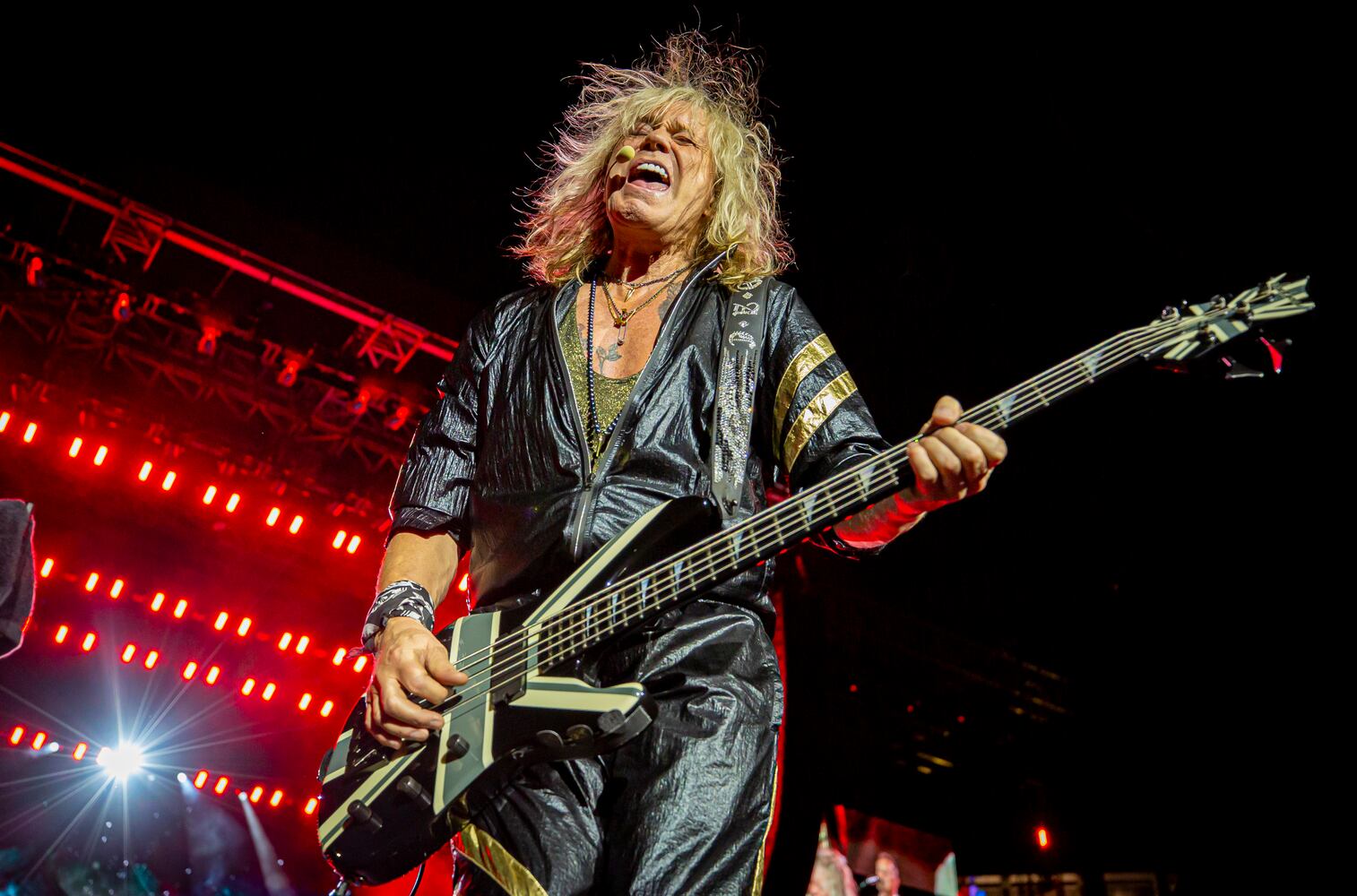 Def Leppard rocks the crowd with all the hits spanning their 48 year career at Truist Park in Atlanta on Saturday, July 13, 2024. (RYAN FLEISHER FOR THE ATLANTA JOURNAL-CONSTITUTION)