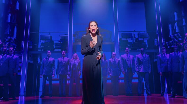 Lea Michele appears during a performance of "Chess," at the Imperial Theatre in New York. (Matthew Murphy via AP)