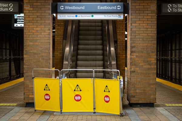 At least 11 people were injured on an escalator at the Vine City MARTA station on Tuesday, July 15, 2025, following a Beyoncé concert. (Ben Hendren for the AJC)