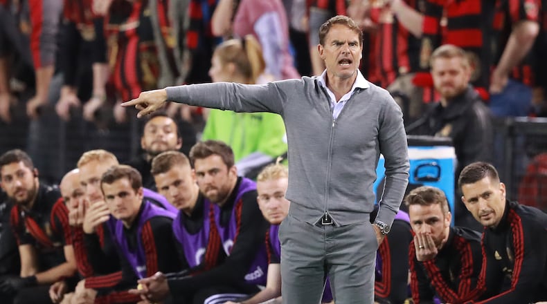 Feb. 28, 2019 Kennesaw: Atlanta United head coach Frank De Boer coaches his team to a 4-0 victory over C.S. Herediano in their Concacaf Champions League soccer match on Thursday, Feb. 28, 2019, in Kennesaw. Curtis Compton/ccompton@ajc.com