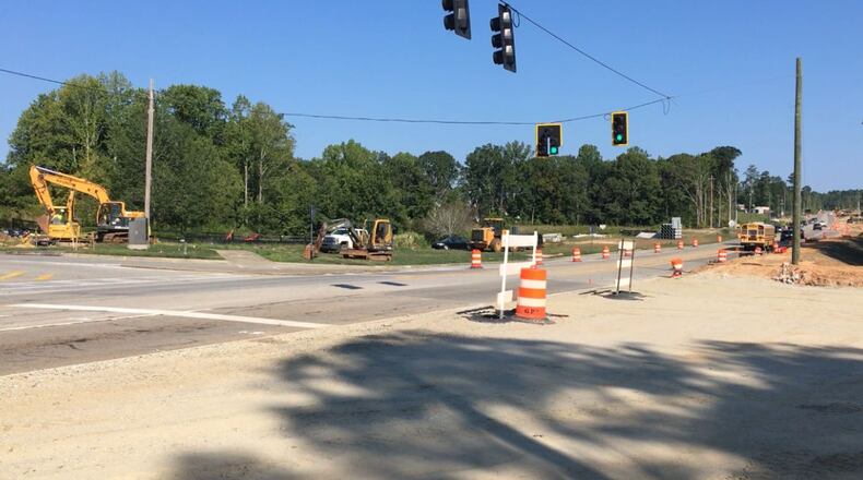 Construction crews working with GDOT will shift traffic Sept. 15 along Spout Springs Road between Capitola Farm Road and Lake Sterling Boulevard in Flowery Branch.  (Courtesy GDOT)