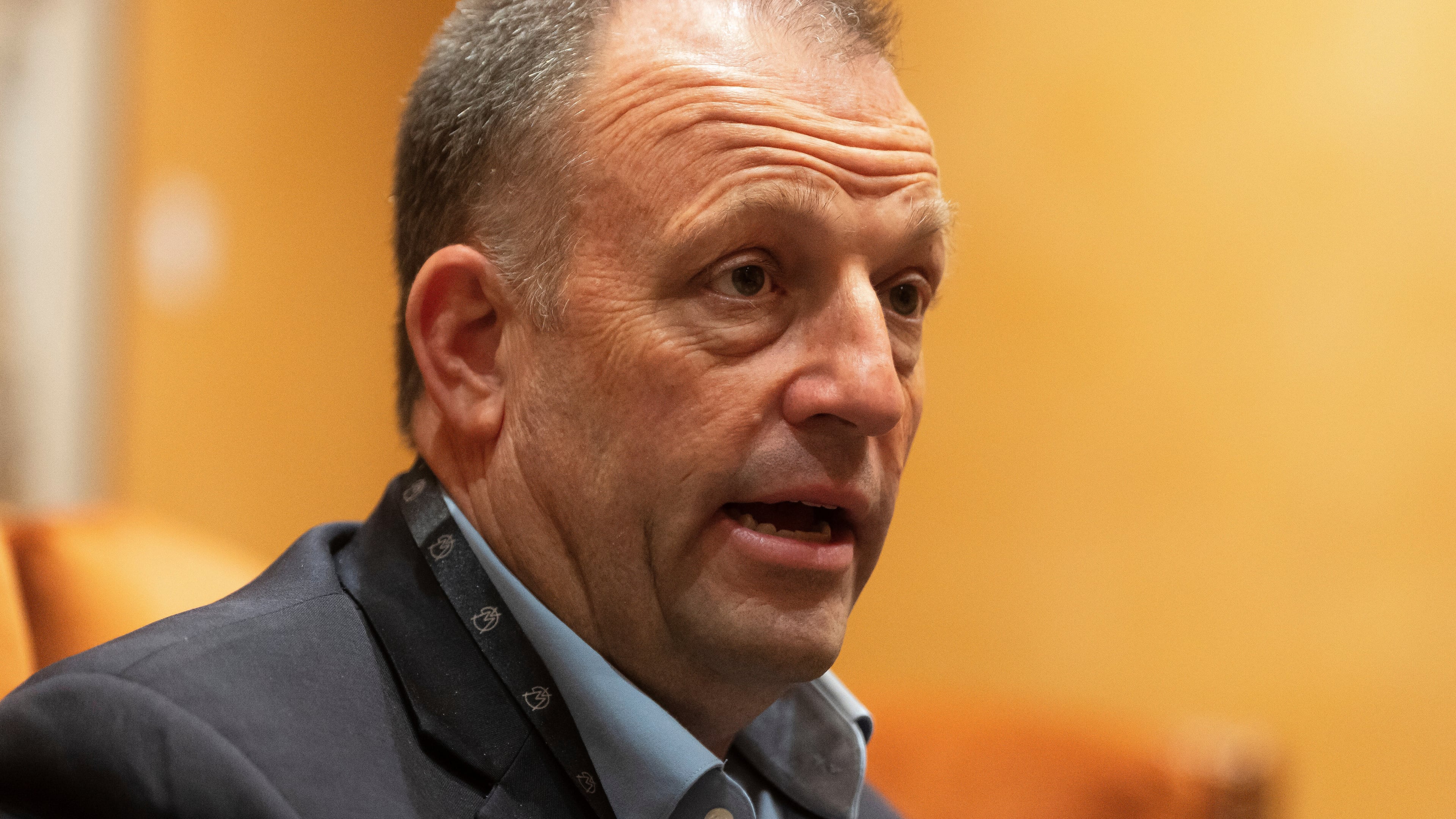 Hawaii Gov. Josh Green takes questions from media during the Western Governors' Association meeting Thursday, Nov. 20, 2025, in Scottsdale, Ariz. (AP Photo/Rebecca Noble)