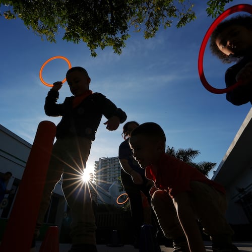 FILE - Children play during aftercare for the Head Start program at Easterseals South Florida, in Miami, Jan. 29, 2025. (AP Photo/Rebecca Blackwell, File)