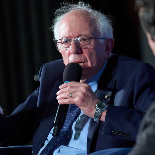 Sen. Bernie Sanders, I-Vt., speaks about topics including politics and artificial intelligence, Monday, June 8, 2026, at the National Press Club in Washington. (AP Photo/Jacquelyn Martin)