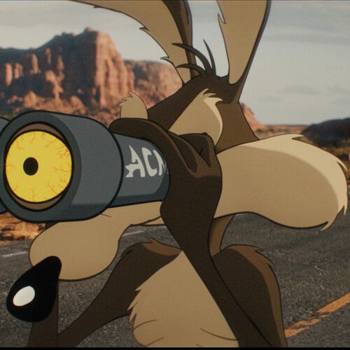 This image released by Ketchup Entertainment shows the character Wile E. Coyote, voiced by Eric Bauza, in a scene from "Coyote vs Acme." (Ketchup Entertainment via AP)