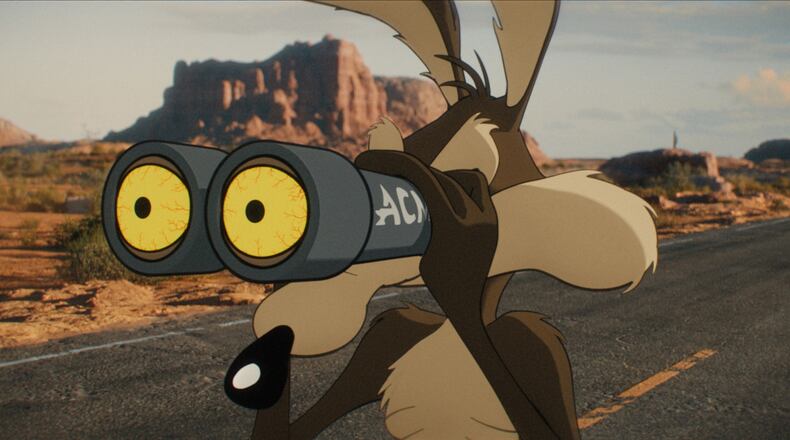 This image released by Ketchup Entertainment shows the character Wile E. Coyote, voiced by Eric Bauza, in a scene from "Coyote vs Acme." (Ketchup Entertainment via AP)