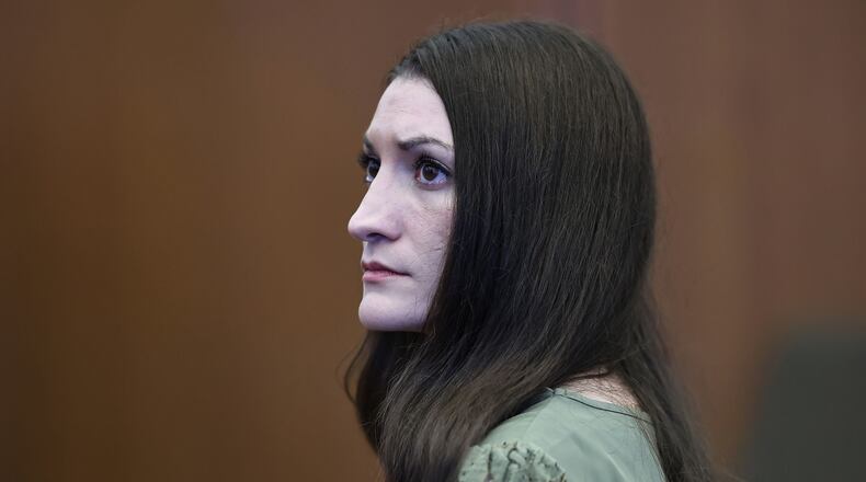 Defendant Lindsay Clancy looks at the jury after Judge William Sullivan declared a mistrial in Clancy's murder trial on Friday, Sept. 4, 2026, in Plymouth, Mass. (Greg Derr/The Patriot Ledger via AP, Pool)
