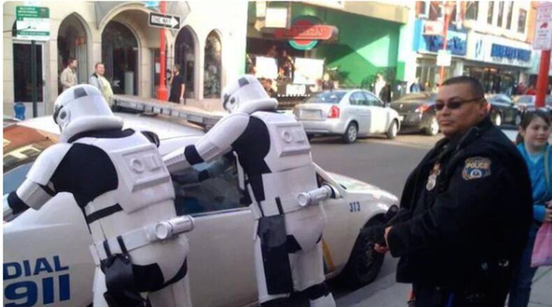 Run your mouth and face the consequences, Storm Troopers! Philadelphia Police Sgt. Stephen Clark posted this humorous photo to squelch spoilers.