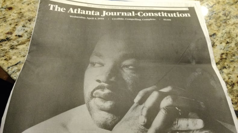 A special section, "Remembering Dr. Martin Luther King Jr." was published in the Wednesday April 4 edition of The Atlanta Journal-Constitution.