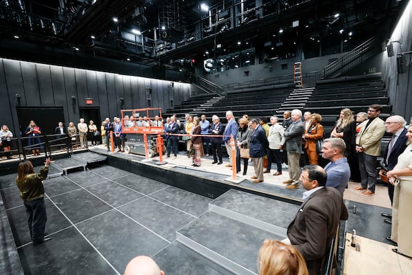 Members of the Woodruff Board of Trustees tour the new Goizueta Stage for Youth and Families.
(Miguel Martinez/AJC)