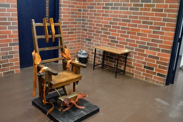 FILE. This March 2019 photo provided by the South Carolina Department of Corrections shows the state's electric chair in Columbia, S.C. (Kinard Lisbon/South Carolina Department of Corrections via AP, File)