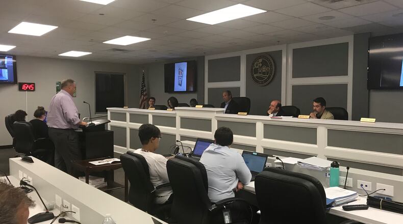 Jay Gipson speaks to the Brookhaven Planning Commission about his proposed development on the corner of Clairmont and Briarcliff roads in DeKalb County.