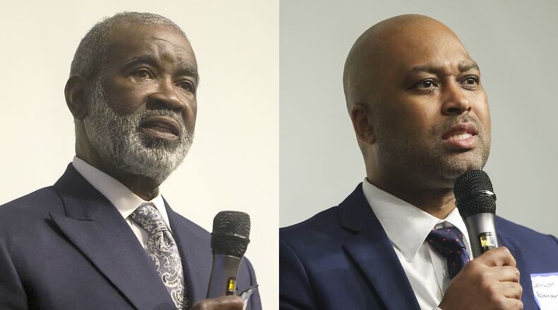 Incumbent Fulton County Tax Commissioner Arthur Ferdinand, left, and challenger Duvwon Robinson. (Jason Getz / Jason.Getz@ajc.com)