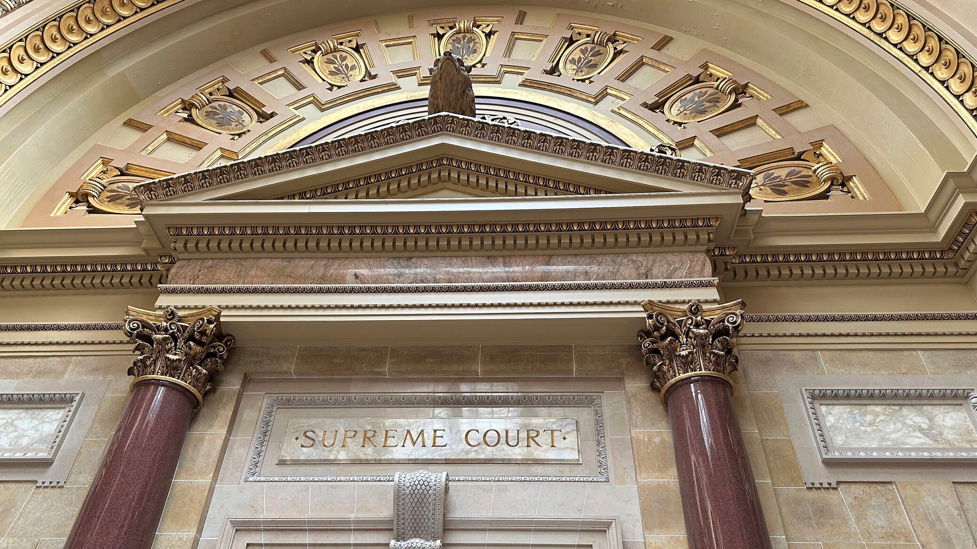 FILE - The entrance to the Wisconsin Supreme Court chambers is seen in the state Capitol in Madison, Wis., March 14, 2024. (AP Photo/Todd Richmond, File)