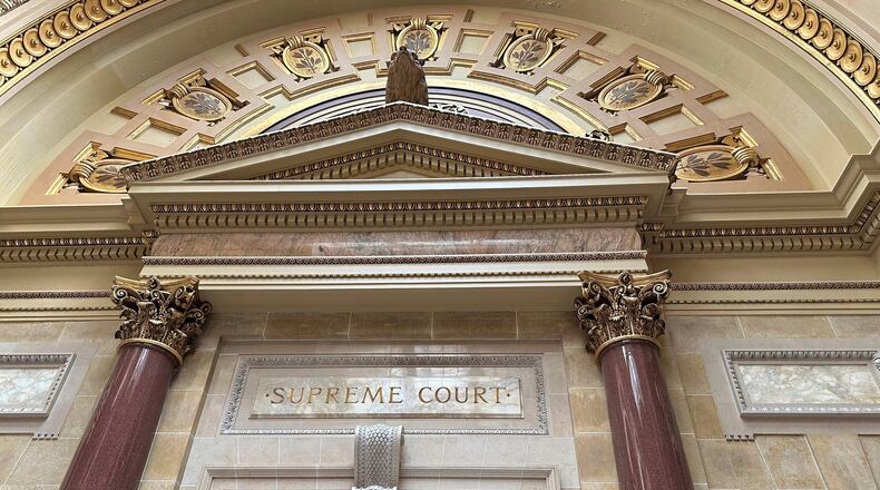 FILE - The entrance to the Wisconsin Supreme Court chambers is seen in the state Capitol in Madison, Wis., March 14, 2024. (AP Photo/Todd Richmond, File)