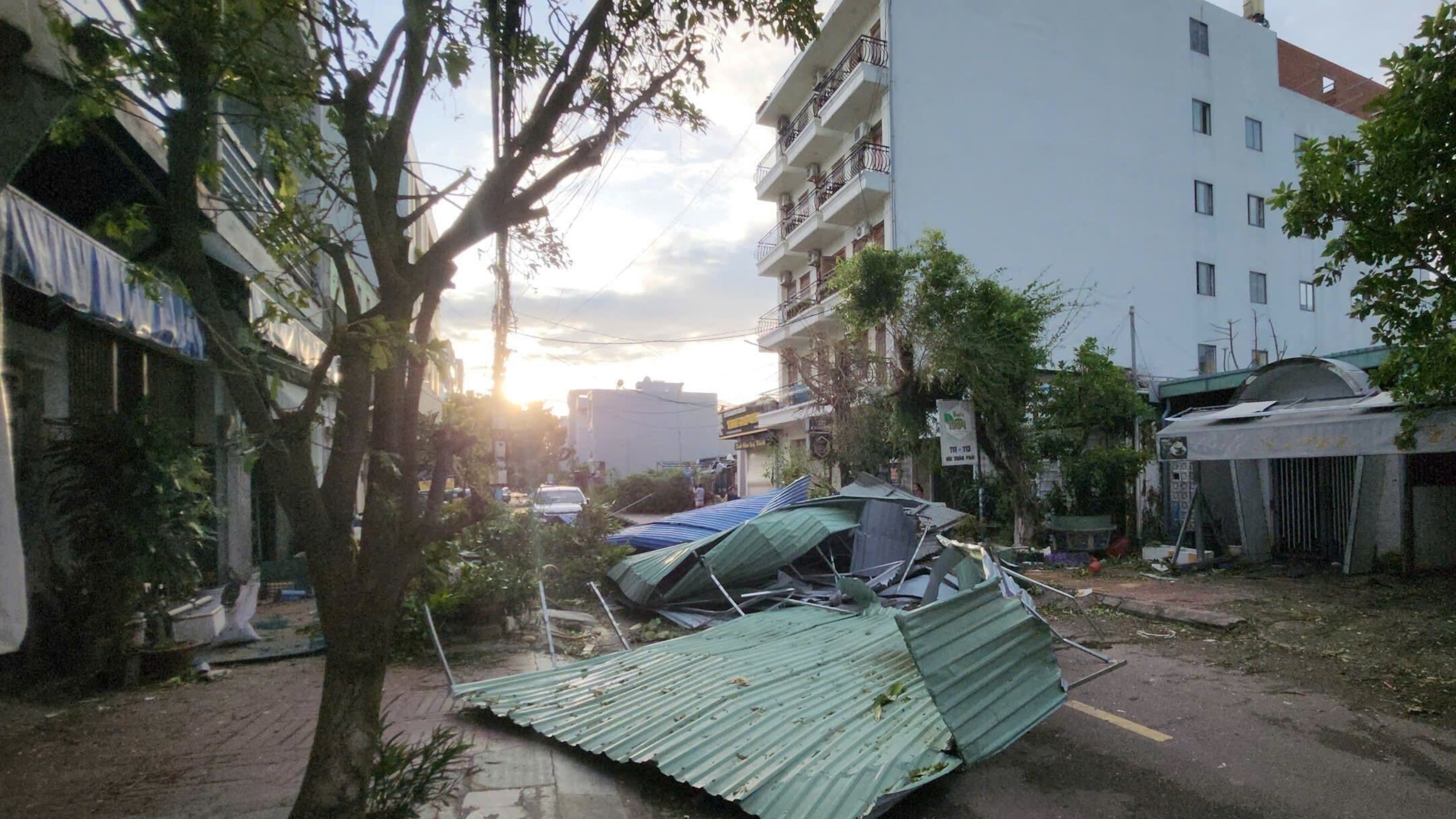 Debris sits on a road in Gai Lai, Vietnam, on Friday, Nov. 7, 2025 after Typhoon Kalmaegi lashed the country with fierce winds and torrential rains. (Sy Thang/VNA via AP)