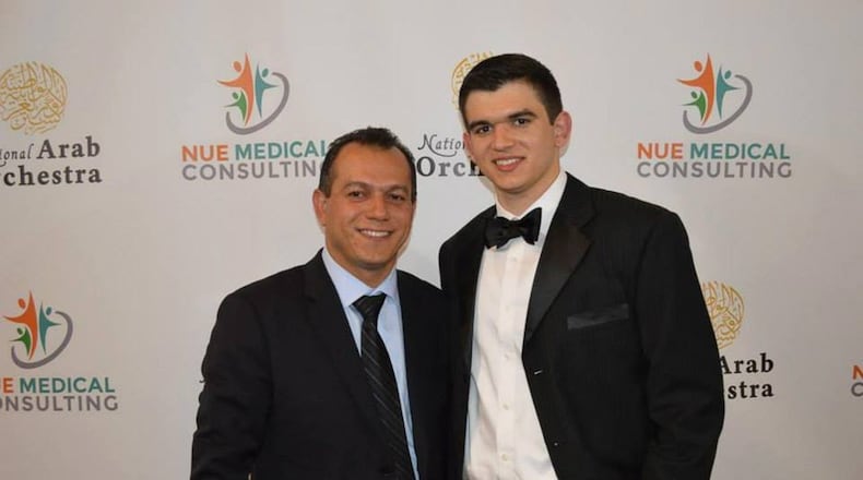 Khalid Satary (left) and his son, Jordan, in an undated photo from Facebook. Khalid, 47, faces numerous charges of related to allegations of Medicare fraud in genetic testing.