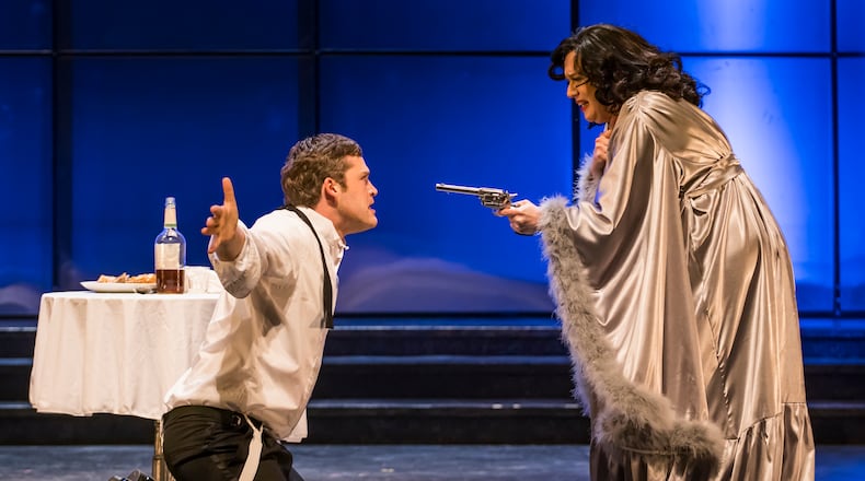 Jennifer Johnson Cano as Donna Elvira confronts Jack Swanson’s Don Giovanni in the Atlanta Opera's "Don Giovanni."