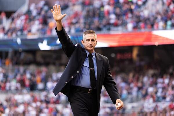 John Morabioto, a FDNY Ladder Ten Firefighter from Brooklyn, threw out the first pitch in last year’s 9/11 events with The Warrior Alliance and the Atlanta Braves Foundation. Moroabioto lost six of his fellow firefighters that day and was the only one of FDNY Ten House in the lobby of both towers who survived. 
Photo courtesy of The Warrior Alliance