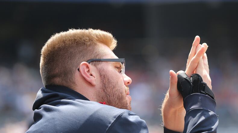 Freddie Freeman, who has been out since June 17 with a right-wrist injury, should return sometime between July 17 (first game after the All-Star break) and July 31, a Braves official said. (Curtis Compton/AJC file photo)
