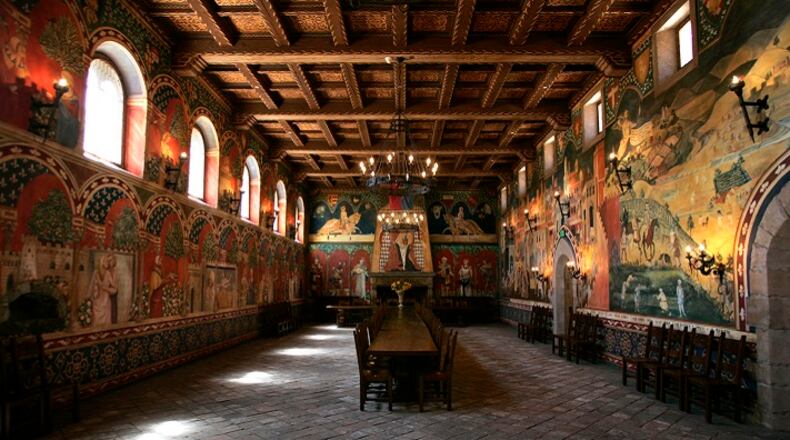 With fresco-lined walls and a 22-foot vaulted ceiling the great hall is a signature feature in Castello di Amorosa, a winery south of Calistoga. Winemaker Daryl Sattui built the $30 million, 121,000-square-foot castle which has 107 rooms on seven levels. (Patrick Tehan/Bay Area News Group/TNS)