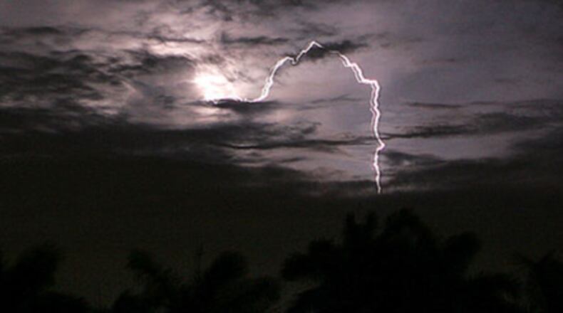 Lightning strikes. (Photo by Marc Serota/Getty Images)