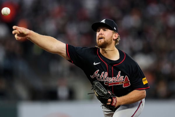 Braves pitcher Spencer Schwellenbach during his weekend start in San Francisco.