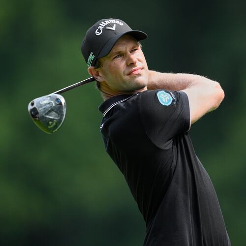 FILE - Thomas Detry, of Belgium, hits from the seventh tee during the first round of the BMW Championship golf tournament Thursday, Aug. 14, 2025, in Owings Mills, Md. (AP Photo/Nick Wass, File)
