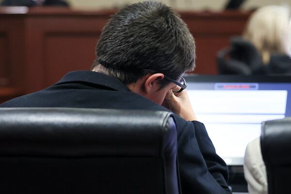 Colt Gray, the 16-year-old Apalachee High School shooting suspect, reacts during his sentencing at Barrow County Superior Court, Monday, July 27, 2026, in Winder, Ga. Four people died and nine were injured at the school shooting in Barrow County on Sept. 4, 2024. (Jason Getz/AJC)