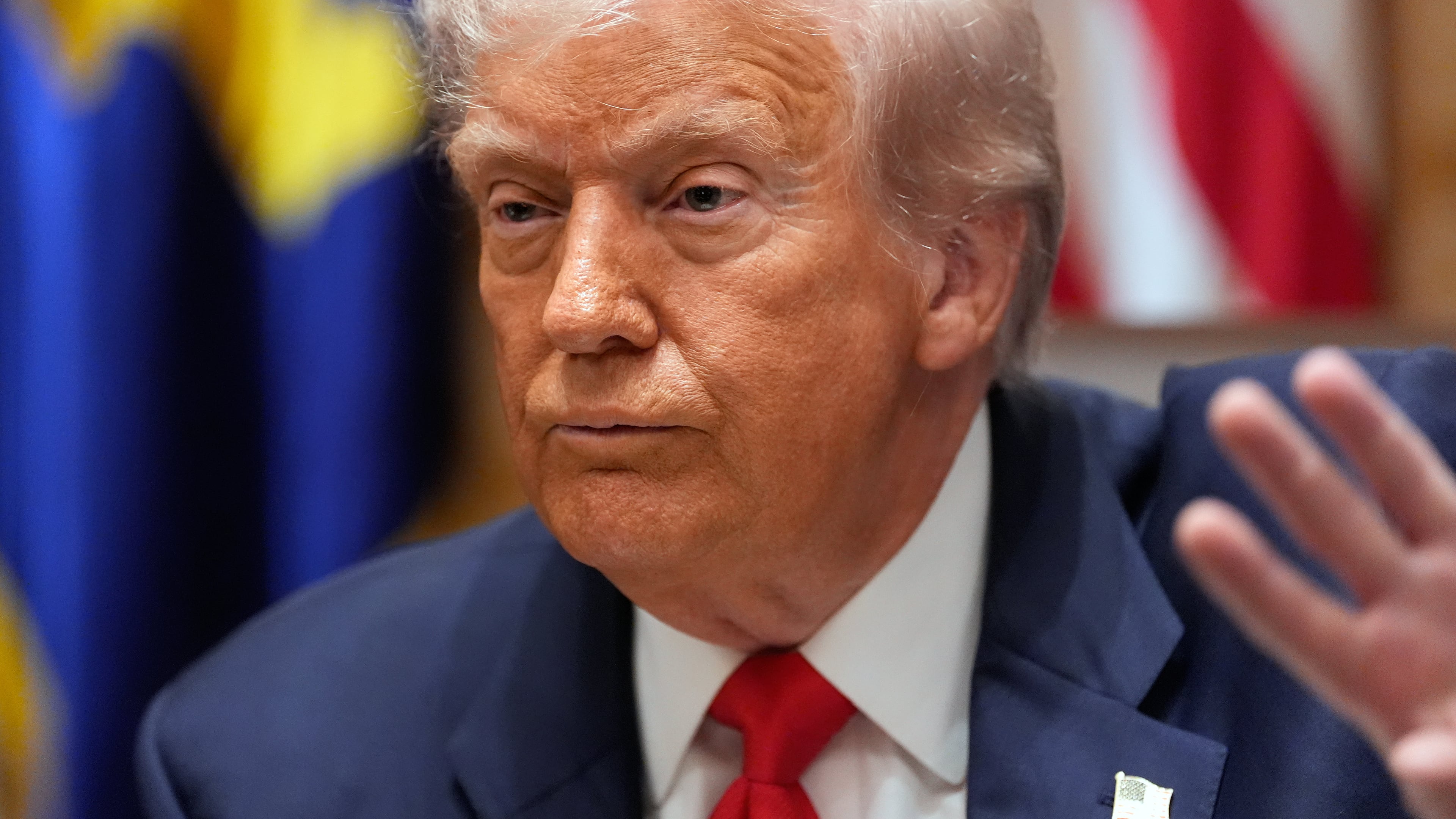 President Donald Trump speaks during a meeting with Argentina's President Javier Milei in the Cabinet Room of the White House, Tuesday, Oct. 14, 2025, in Washington. (AP Photo/Alex Brandon)
