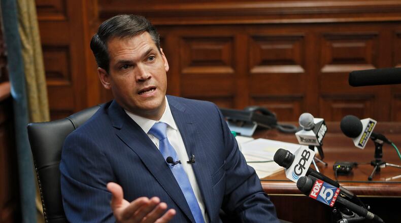 Georgia Lt. Gov, Geoff Duncan, seen here in 2020, has emerged as a Republican critic of Senate GOP nominee Herschel Walker. (Bob Andres/Atlanta Journal Constitution/TNS)