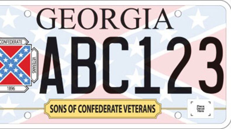 A sample of the new Sons of Confederate Veterans license plate. (Image downloaded from the state Revenue Department website.)