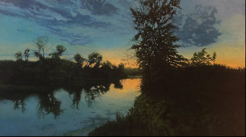 Don Pollack, "Galien River Nocturne," 2025, oil on canvas. (Courtesy of Marcia Wood Gallery)
