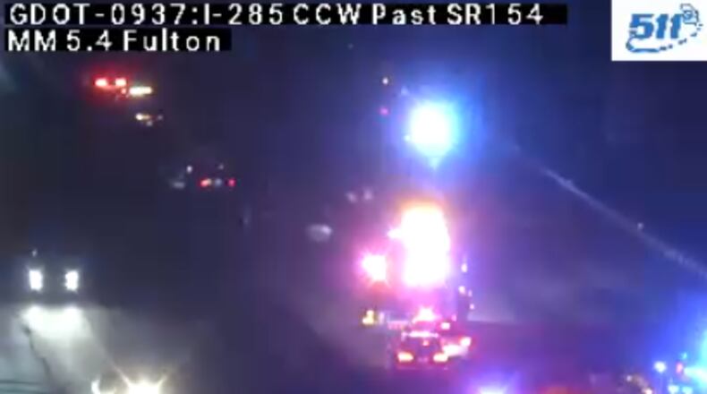 I-285 North near Langford Parkway was closed due to a crash Friday morning.