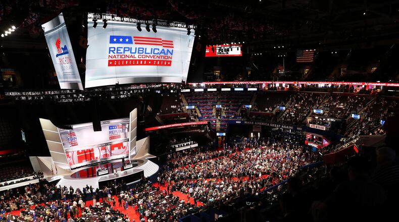 CLEVELAND, OH - JULY 18: Delegates crowd the convention floor on the first day of the Republican National Convention on July 18, 2016 at the Quicken Loans Arena in Cleveland, Ohio. An estimated 50,000 people are expected in Cleveland, including hundreds of protesters and members of the media. The four-day Republican National Convention kicks off on July 18. (Photo by John Moore/Getty Images)