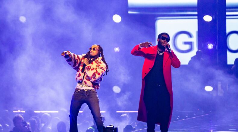 Quavo joined Gucci Mane during his set at AT&T Playoff Playlist Live in January. State Farm Arena has a history of hosting concert events around major sporting events, and it aims to launch one during the World Cup. Artists haven't been announced. (RyAn Fleisher for The Atlanta Journal-Constitution)