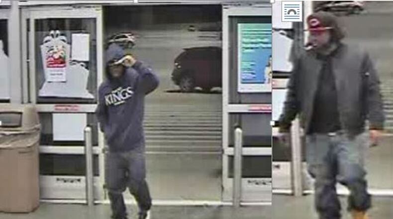 These men are wanted in connection with thefts of electronic devices from a Wal-Mart in Barrow County. (Credit: Athens Banner-Herald)